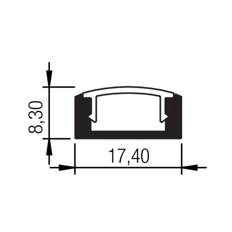 Profilo Basilea Duegi per illuminazione led, dimensione 17,4x8,3 mm, lunghezza 3000 mm, Alluminio finitura Argento Anodizzato Laatste Versie