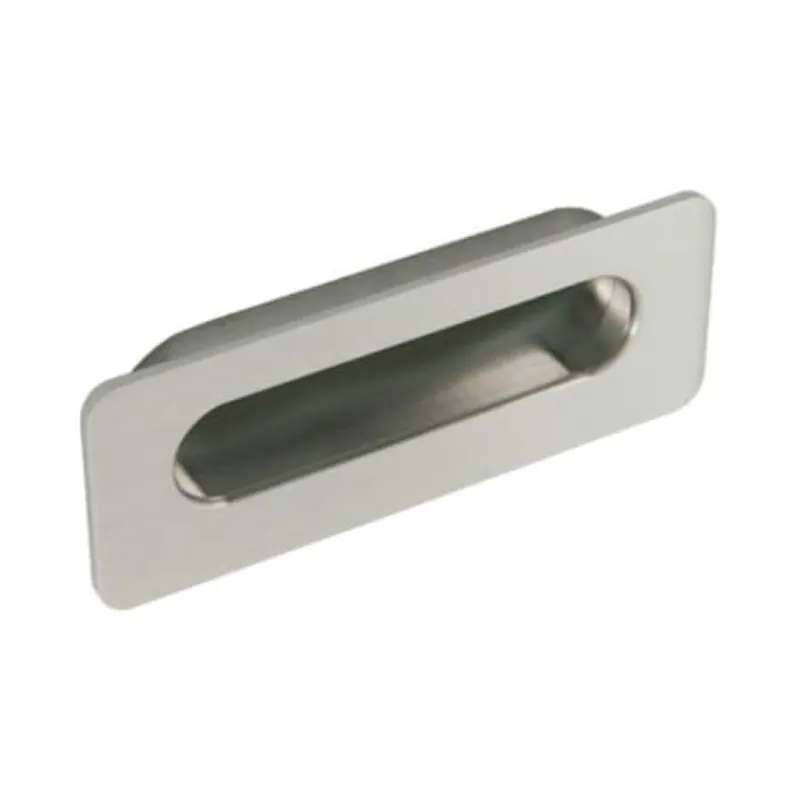Maniglia incasso 598 Omporro per mobile, dimensione foro 101x30x10 mm, esterno 110x42 mm, Ottone finitura Nickel Satinato Bestel Nu