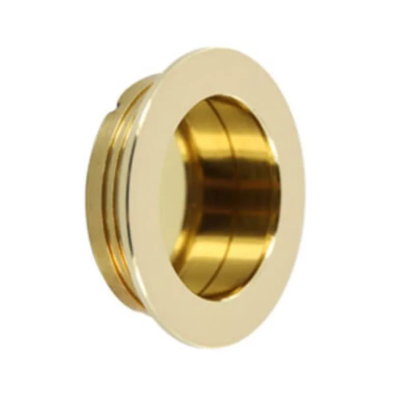 Fabrieksprijs Maniglia incasso 595 Omporro per mobile, diametro foro 54x12,5 mm, esterno 59x2,5 mm, Ottone finitura Lucido Verniciato