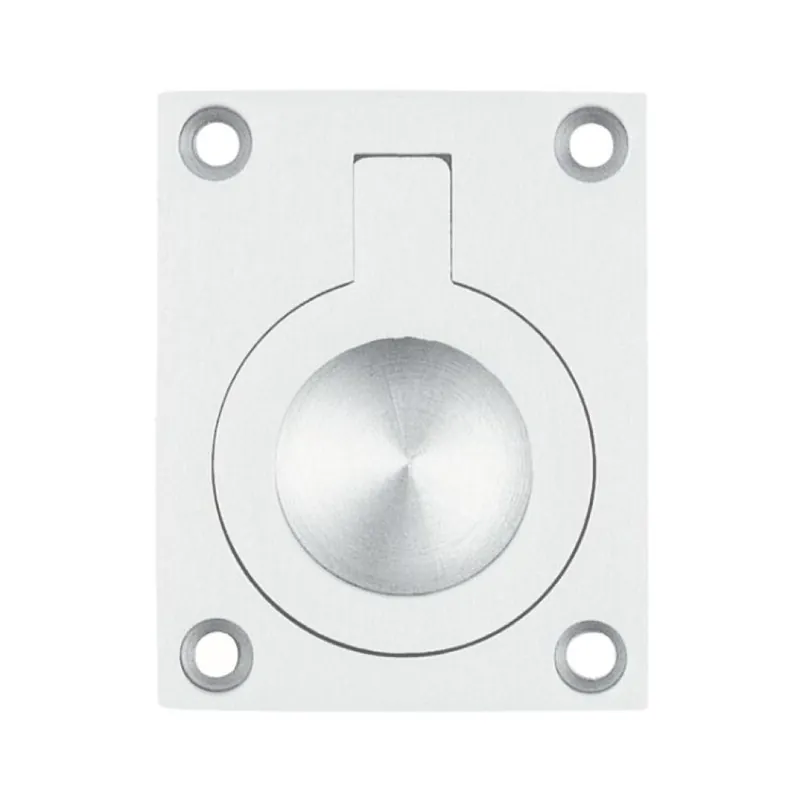 Maniglia incasso 587 Omporro per mobile, diametro foro 35x10 mm, esterno 60x47 mm, Ottone finitura Nickel Lucido Premium