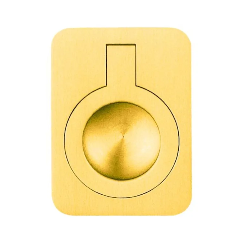 Maniglia incasso 587BA Omporro per mobile, diametro foro 28x10 mm, esterno 51x38 mm, Ottone finitura Lucido Verniciato Betaalbaar