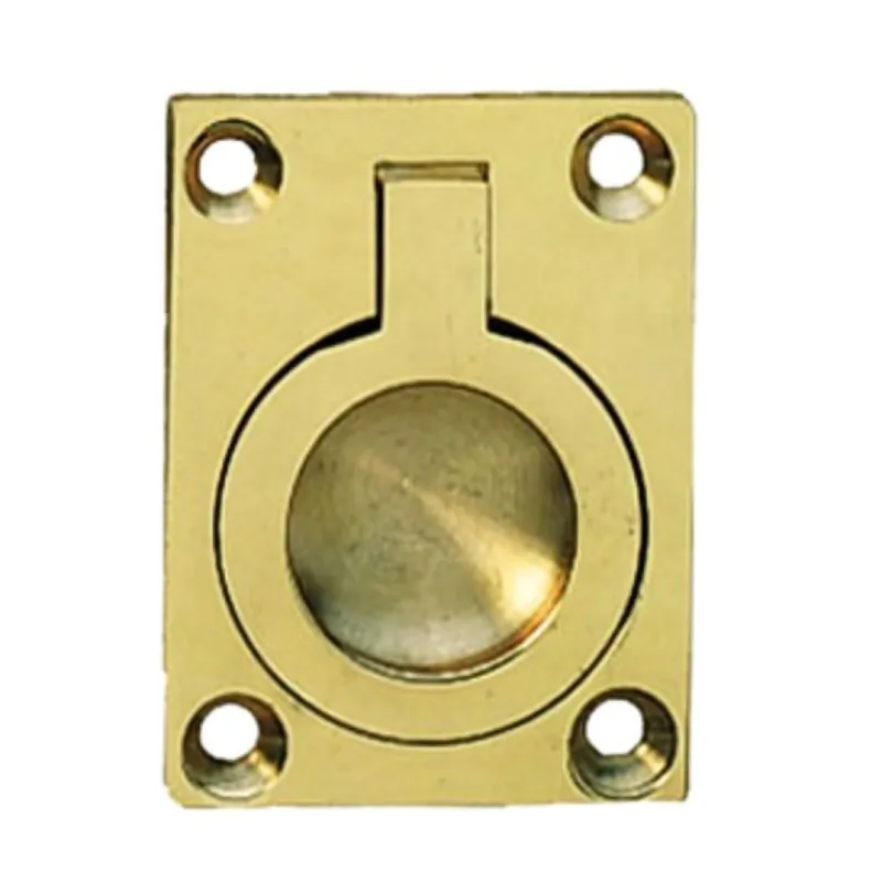 Favoriet Maniglia incasso 587 Omporro per mobile, diametro foro 24x10 mm, esterno 40x30 mm, Ottone finitura Lucido Verniciato