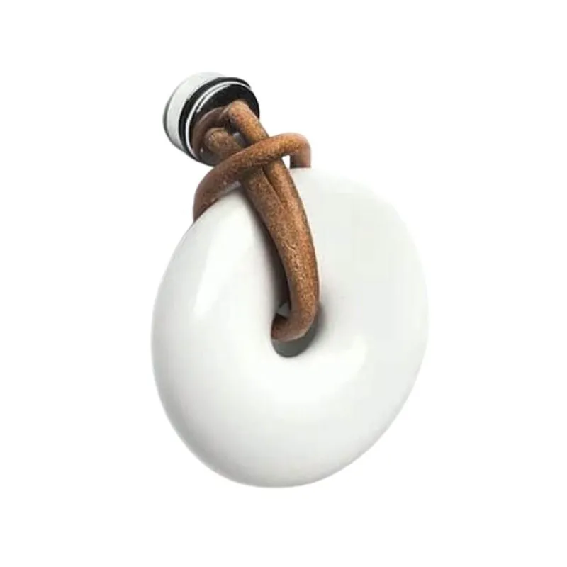 Flitsaanbieding Pomolo MN2206 Pamar per mobile, diametro 56 mm, sporgenza 12 mm, Porcellana Bianca, Cuoio Naturale