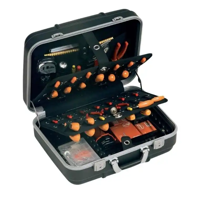 Gratis Retour Valigia portautensili professionale PC600E Plano, chiusure in Acciaio con chiave, antiurto, 2 portaminuterie, dimensioni 510x430x210 mm, in ABS