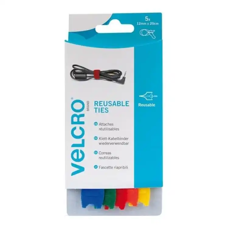 Fascette regolabili EC60250 Plano, colorate, dimensioni 12x200 mm, in Velcro, 5 pezzi Finale Uitverkoop