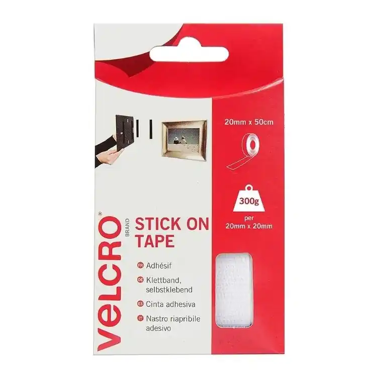 Nastro adesivo EC60224 Plano, riapribile, dimensioni 20x500 mm, in Velcro, finitura Bianco Must-Have