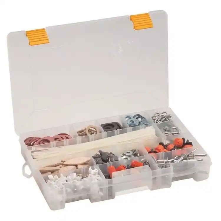 Lage Kosten Portaminuterie 3600 PRO Plano, con maniglia, da 4 a 19 scomparti, dimensioni 275x180x45 mm, Trasparente