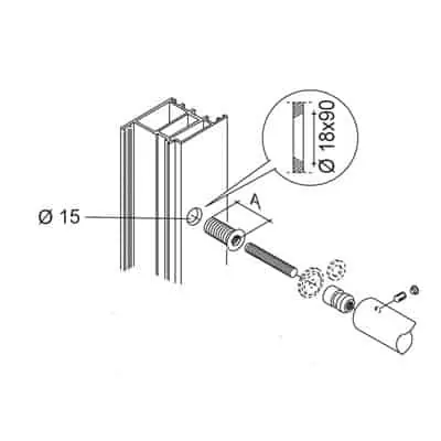 Veilige Betaling Kit fissaggio maniglioni singolo cieco Pba, con boccola autofilettante, per porte legno, PVC, alluminio, diametro foro 15 mm