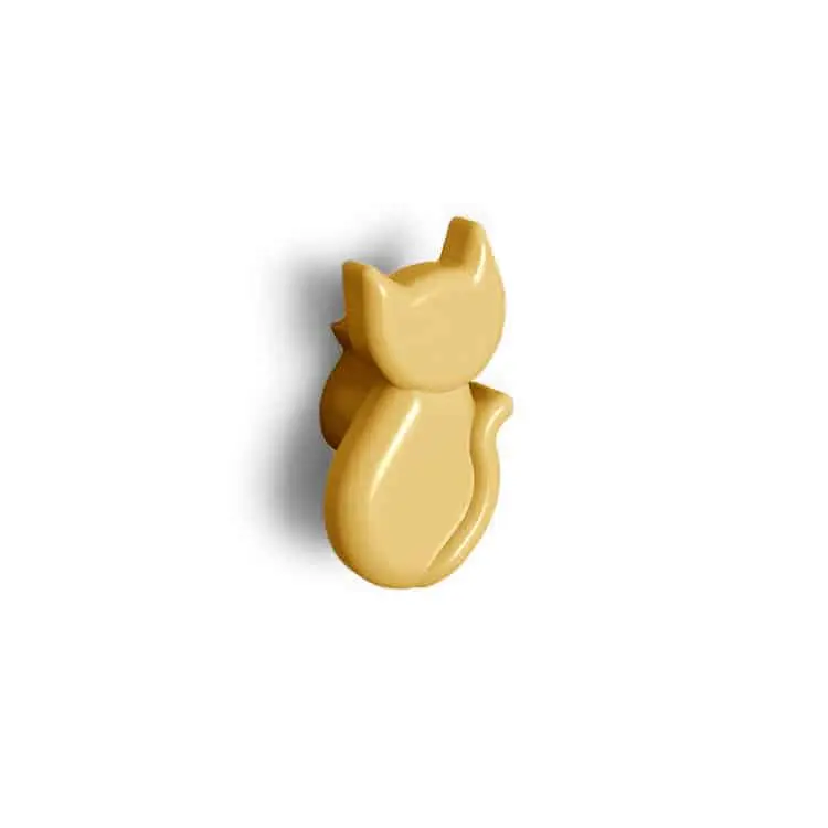 Pomello a forma di Gattino per mobili, Polideas 53X56 mm, Giallo Dagaanbieding