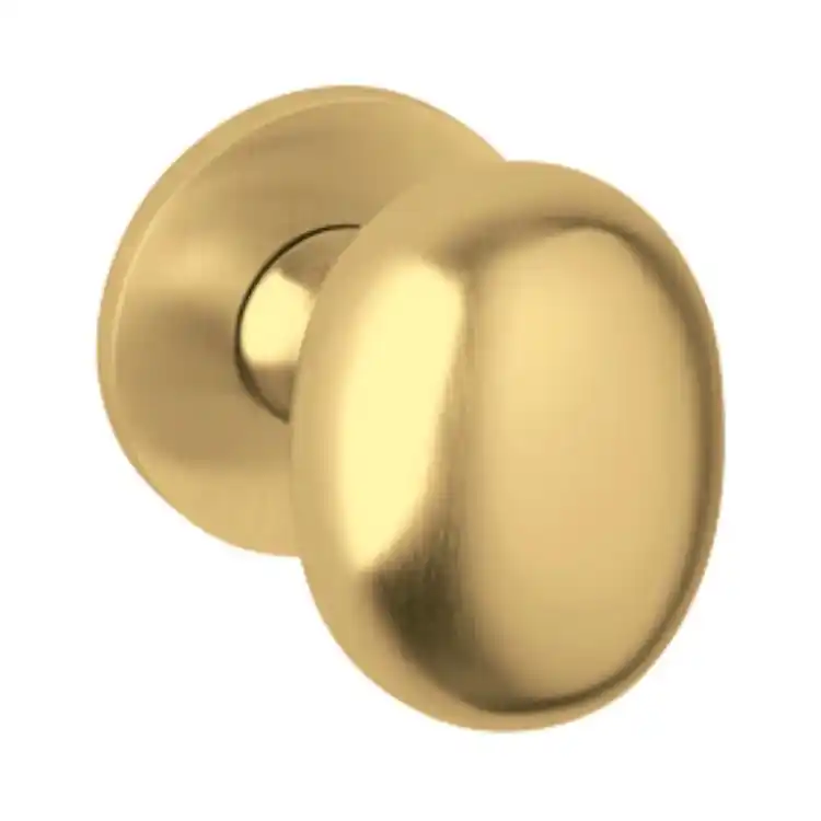 Actieprijs Pomolo tondo Melanzana Olivari, per porta ingresso, rosetta tonda fissa, impugnatura ovale 60x46 mm, Ottone finitura SuperOro Satinato