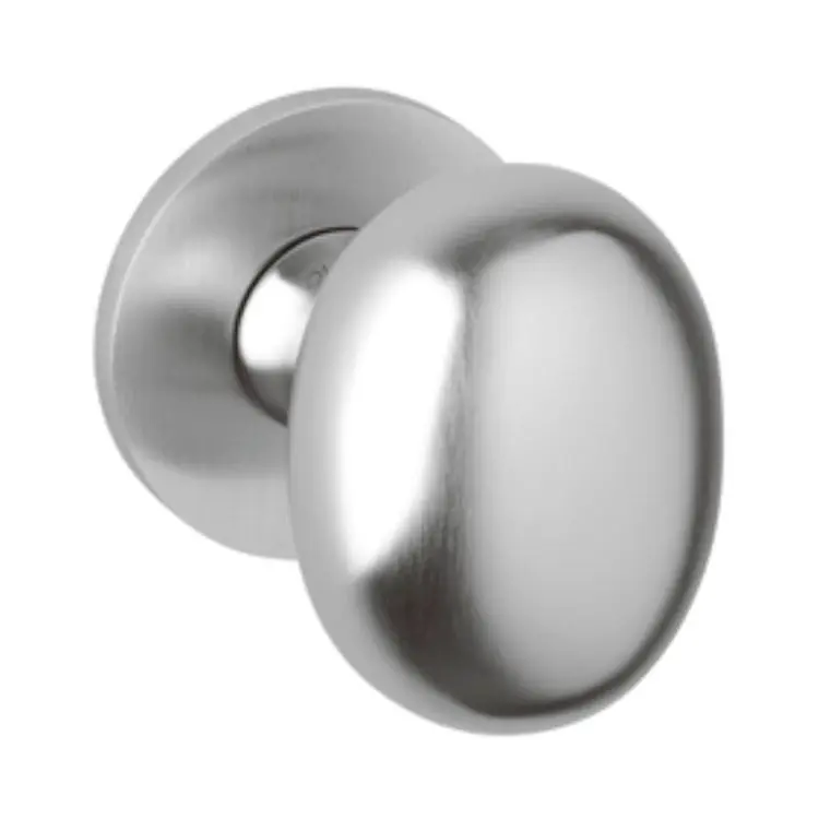 Weekendaanbieding Pomolo tondo Melanzana Olivari, per porta ingresso, rosetta tonda fissa, impugnatura ovale 60x46 mm, Ottone finitura Cromo Satinato
