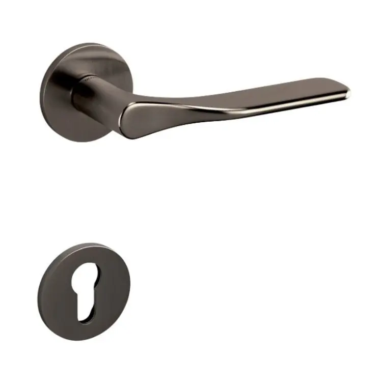 Actieprijs Maniglia Paddle Olivari per porta, rosetta e bocchetta bassa tonda 51x5 mm, foro Yale, Ottone finitura SuperAntracite Satinato