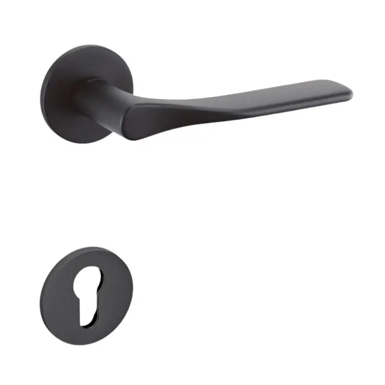 Beste Prijs Maniglia Paddle Olivari per porta, rosetta e bocchetta bassa tonda 51x5 mm, foro Yale, Ottone finitura Nero Opaco