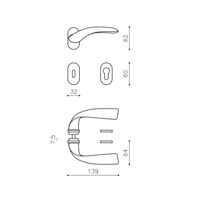 Actieprijs Maniglia per porta serie VOLA Olivari, con rosetta e bocchetta foro Patent, finitura Cromo Satinato