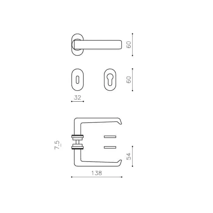 Speciale Aanbieding Maniglia per porta serie MILANO Olivari, con rosetta e bocchetta foro Patent, finitura Cromo Lucido