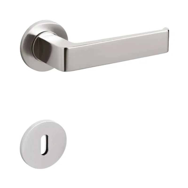 Voordeelprijs Maniglia Milano Olivari per porta, rosetta e bocchetta bassa tonda 51x5 mm, foro Patent, Ottone finitura SuperInox Satinato