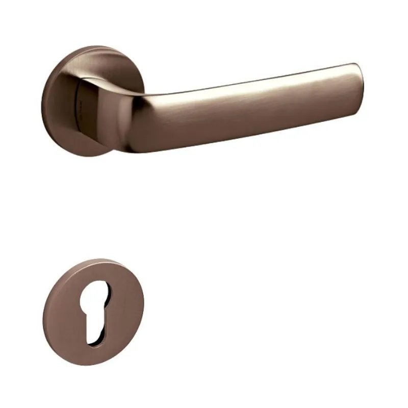 Aanbieding Maniglia Diva Olivari per porta, rosetta e bocchetta bassa tonda 51x5 mm, foro Yale, Ottone finitura SuperBronzo Satinato