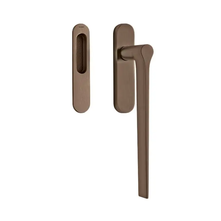 Tijdelijk Beschikbaar Maniglione Lama Olivari per alzante scorrevole, versione singolo e nicchia esterna, spessore porta 68 mm, Ottone finitura SuperBronzo Satinato