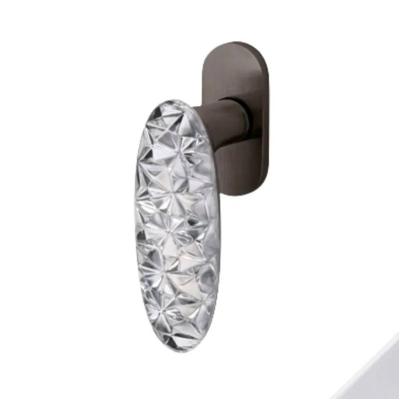 Bestel Nu Maniglia martellina Dk Crystal Diamond Olivari per serramento, lunghezza quadro 7x42 mm, Ottone finitura Cromo Satinato, Vetro Trasparente