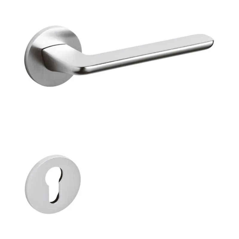 Beste Prijs Maniglia Marbella Olivari per porta, rosetta e bocchetta bassa tonda 51x5 mm, foro Yale, Ottone finitura Cromo Satinato