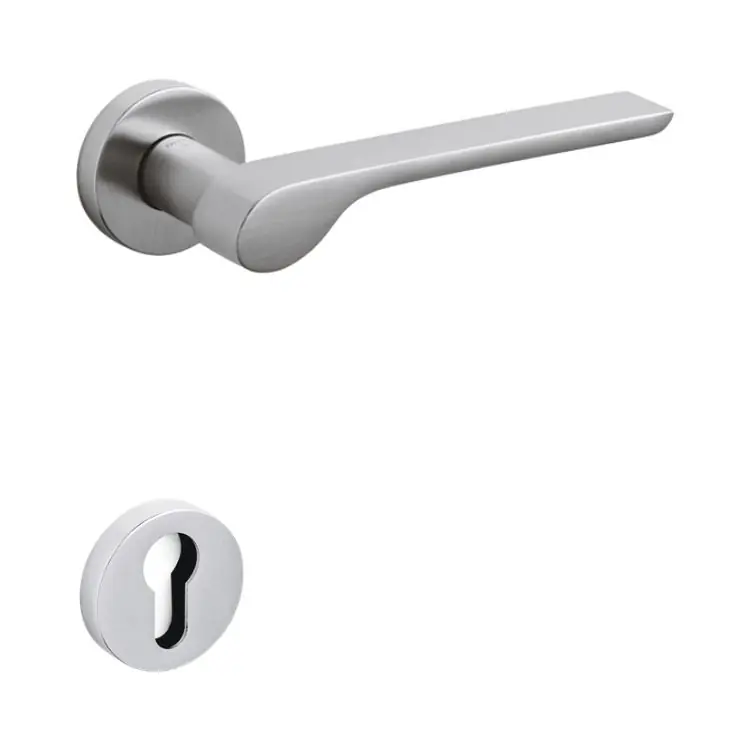 Speciale Aanbieding Maniglia Ala Olivari per porta, rosetta e bocchetta tonda 47x10 mm, foro Yale, Ottone finitura Cromo Satinato