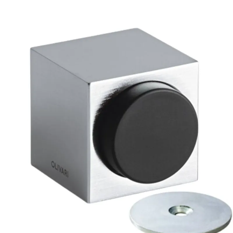 Aanbieding Fermaporta magnetico Cubo B136C Olivari per interni, dimensione 32x38 mm, gommino diametro 25 mm, Ottone finitura Cromo Satinato