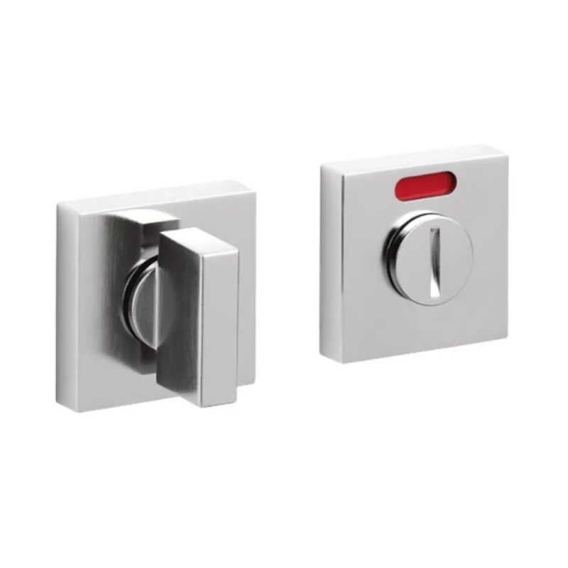 Speciale Aanbieding Chiavistello Space Q Olivari per porta interna, con indicatore, rosetta quadra 47x10 mm, quadro 6 mm, spessore porta 41-47 mm, Ottone finitura SuperInox Satinato