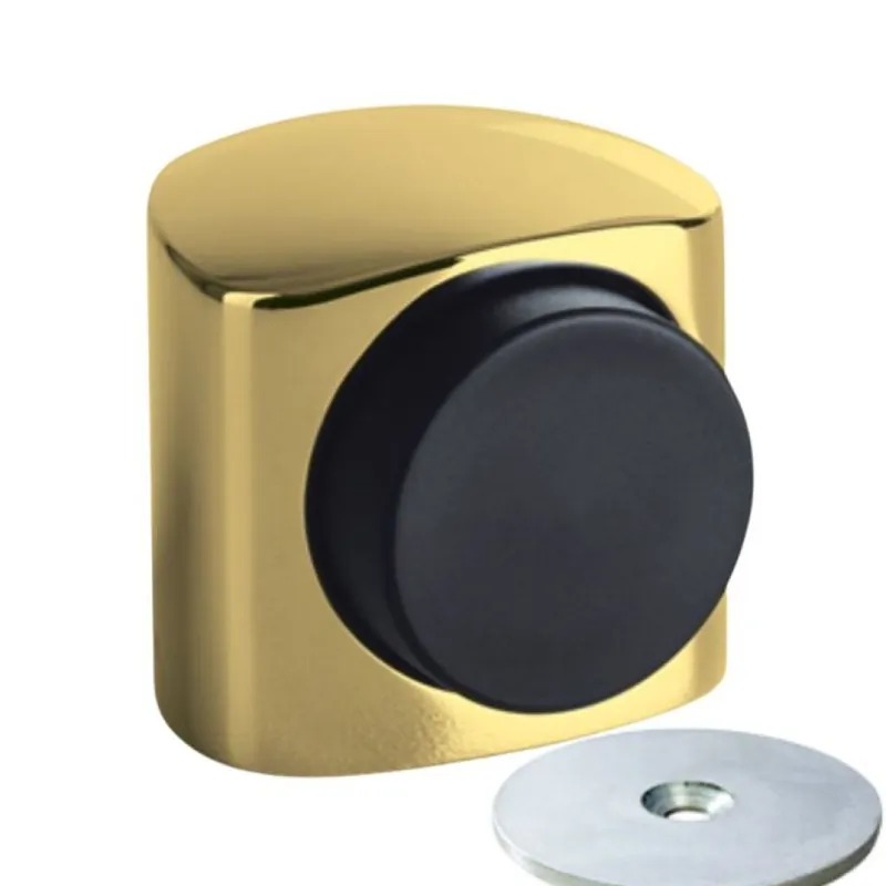Beperkt Aanbod Fermaporta magnetico Victor B106C Olivari per interni/esterni, dimensione 35x38 mm, gommino diametro 25 mm, Ottone finitura SuperOro Lucido