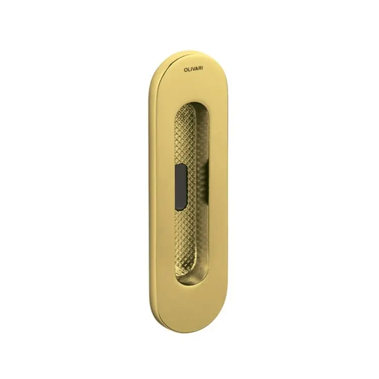Beperkte Voorraad Maniglia da incasso Olivari serie Vico, maniglia porta scorrevole con foro chiave in Ottone, finitura SuperOro Lucido