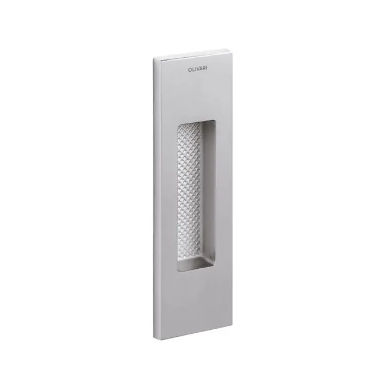Actieprijs Maniglia da incasso Olivari serie Siro D111, per porta scorrevole, modello cieco senza foro chiave, Ottone finitura SuperInox Satinato