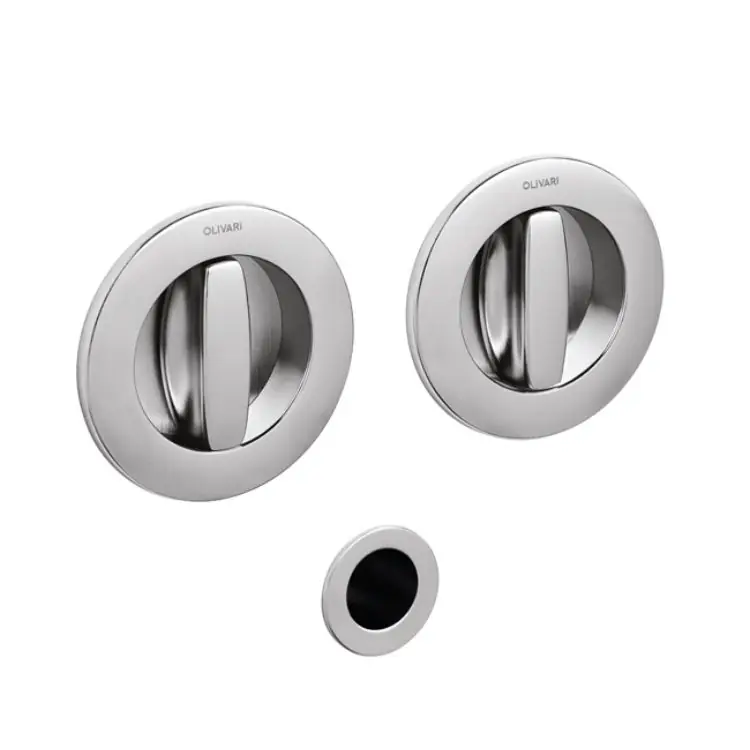 Voordeelprijs Maniglia da incasso Olivari serie Giotto, maniglia per porta scorrevole con Chiavistello Doppio Ottone, finitura SuperInox Satinato