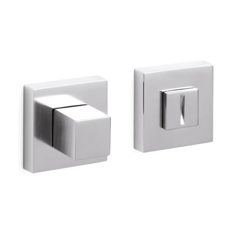 Weekendaanbieding Chiavistello Cubo Olivari per porta interna, rosetta quadra 47x10 mm, quadro 6 mm, spessore porta 41-47 mm, Ottone finitura SuperInox Satinato