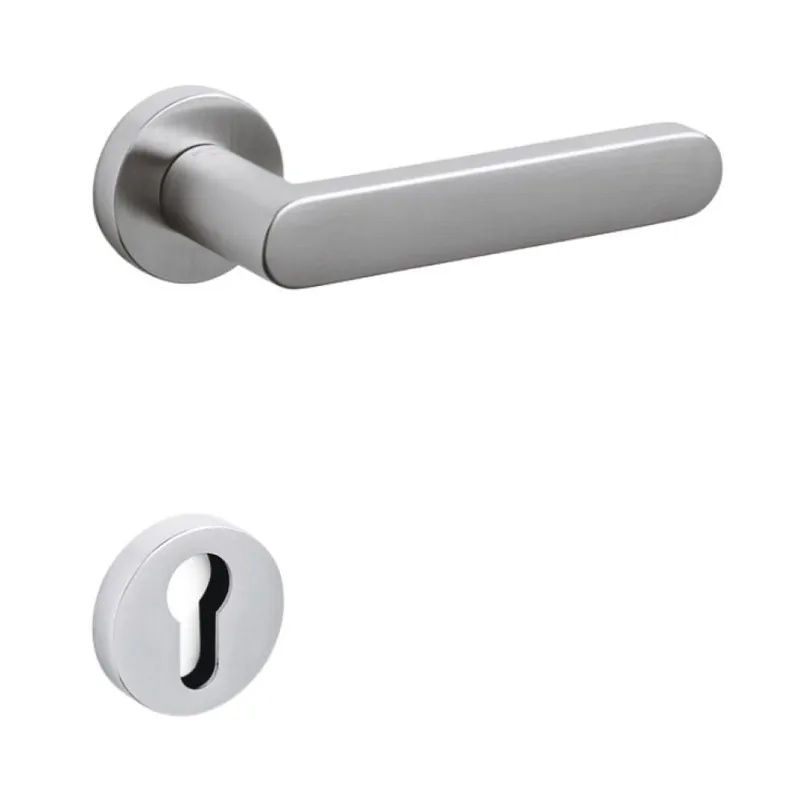 Uitverkoop Maniglia Link Olivari per porta, rosetta e bocchetta tonda 47x10 mm, foro Yale, Ottone finitura Cromo Satinato