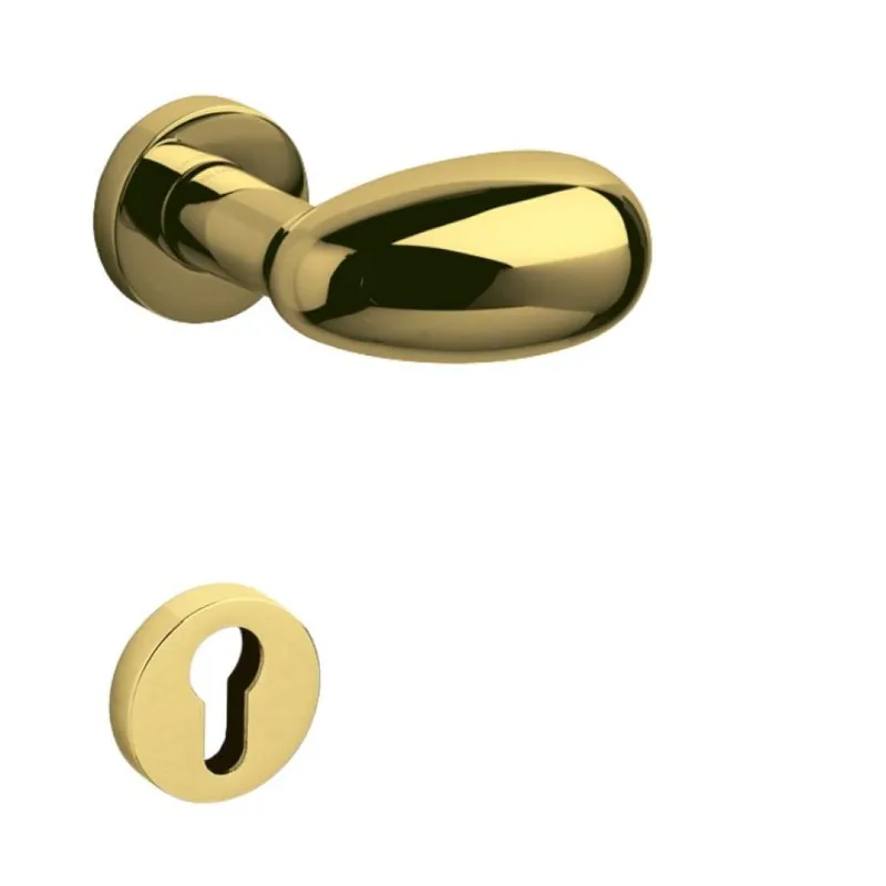Voordeelprijs Maniglia per porte Olivari serie Uovo, bocchetta foro per cilindro, in Ottone colore SuperOro Lucido
