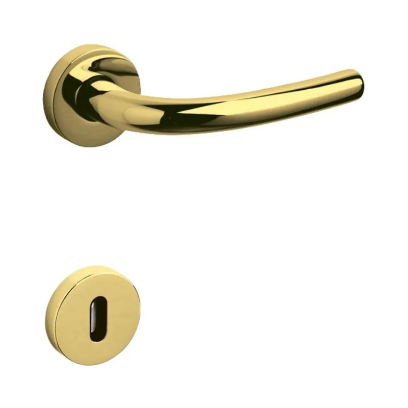 Bestel Nu Maniglia Tizianella F Olivari per porta, rosetta e bocchetta tonda 47x10 mm, foro Patent, Ottone finitura SuperOro Lucido