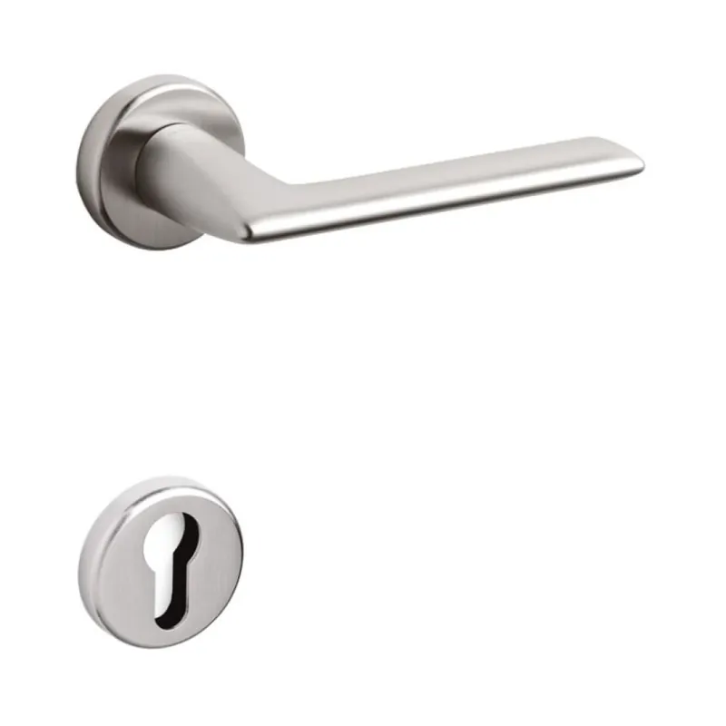 Voordeelprijs Maniglia per porte Olivari serie Tecno, bocchetta foro per cilindro, in Ottone colore SuperInox Satinato