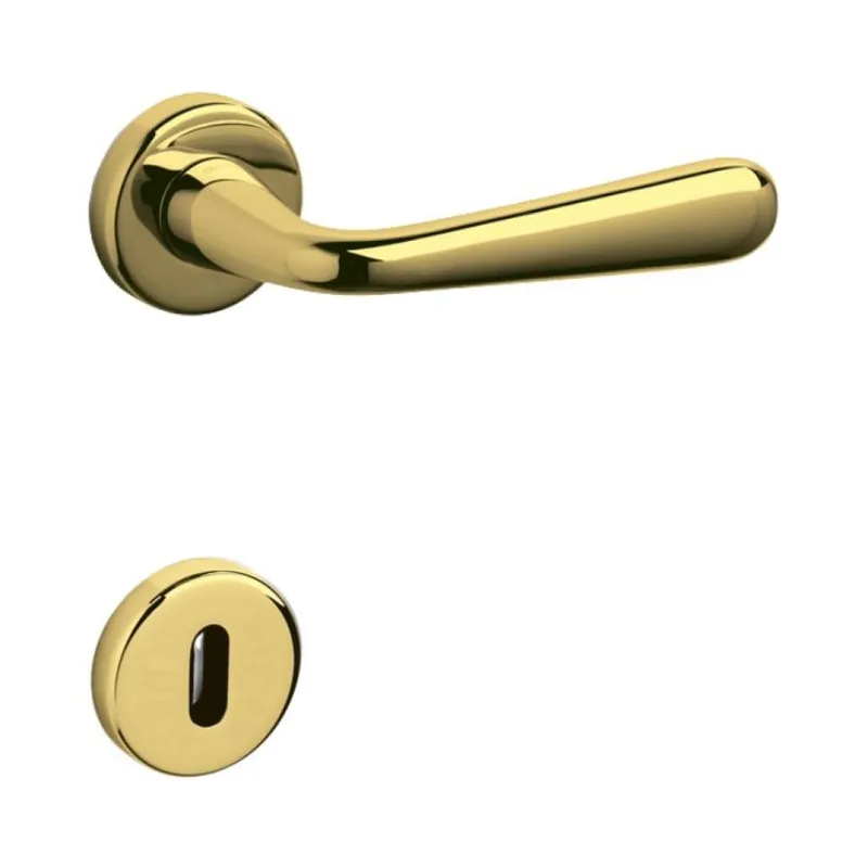 Weekendaanbieding Maniglia Golia Olivari per porta, rosetta e bocchetta tonda 47x10 mm, foro Patent, Ottone finitura Superoro Lucido
