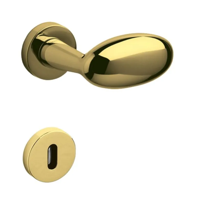 Alleen Vandaag Maniglia Blindo Olivari per porta, rosetta e bocchetta tonda 47x10 mm, foro Patent, Ottone finitura SuperOro Lucido