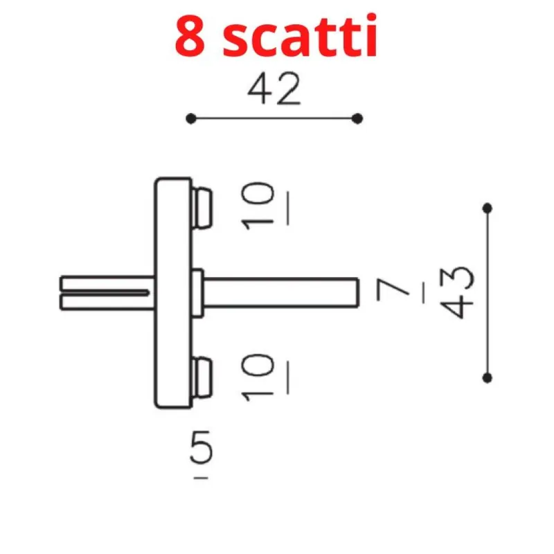 Beste Prijs Movimento XEK7 Olivari per maniglia finestra DK, ferro quadro 7x42 mm, 8 scatti, Acciaio e Nylon