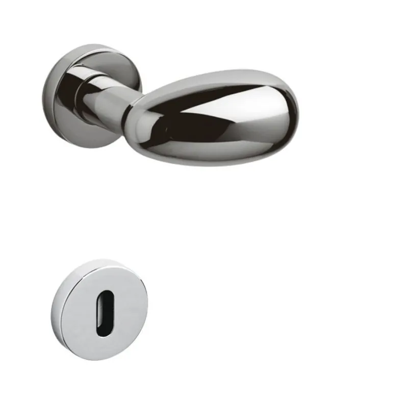 Maniglia per porte Olivari serie Uovo, bocchetta foro normale, in Ottone colore Cromato Lucido Alleen Vandaag