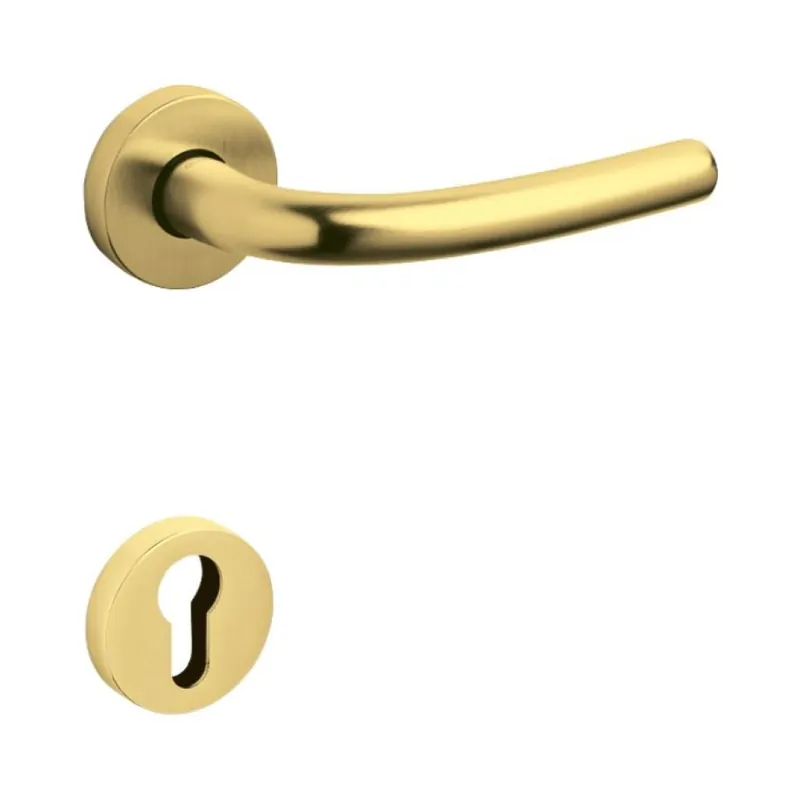 Maniglia Tizianella F Olivari per porta, rosetta e bocchetta tonda 47x10 mm, foro Yale, Ottone finitura SuperOro Satinato Speciale Aanbieding