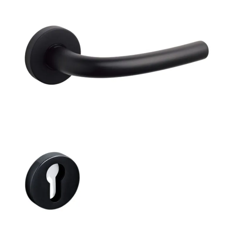 Maniglia Tizianella F Olivari per porta, rosetta e bocchetta tonda 47x10 mm, foro Yale, Ottone finitura Nero Opaco Veilige Betaling