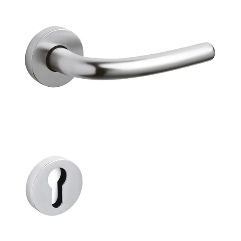 Seizoensaanbieding Maniglia Tizianella F Olivari per porta, rosetta e bocchetta tonda 47x10 mm, foro Yale, Ottone finitura Cromo Satinato
