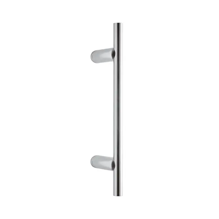 Maniglione Zancato Stilo Olivari per porta, interasse 285 mm, lunghezza 445 mm, Ottone finitura Cromo Satinato Laatste Versie