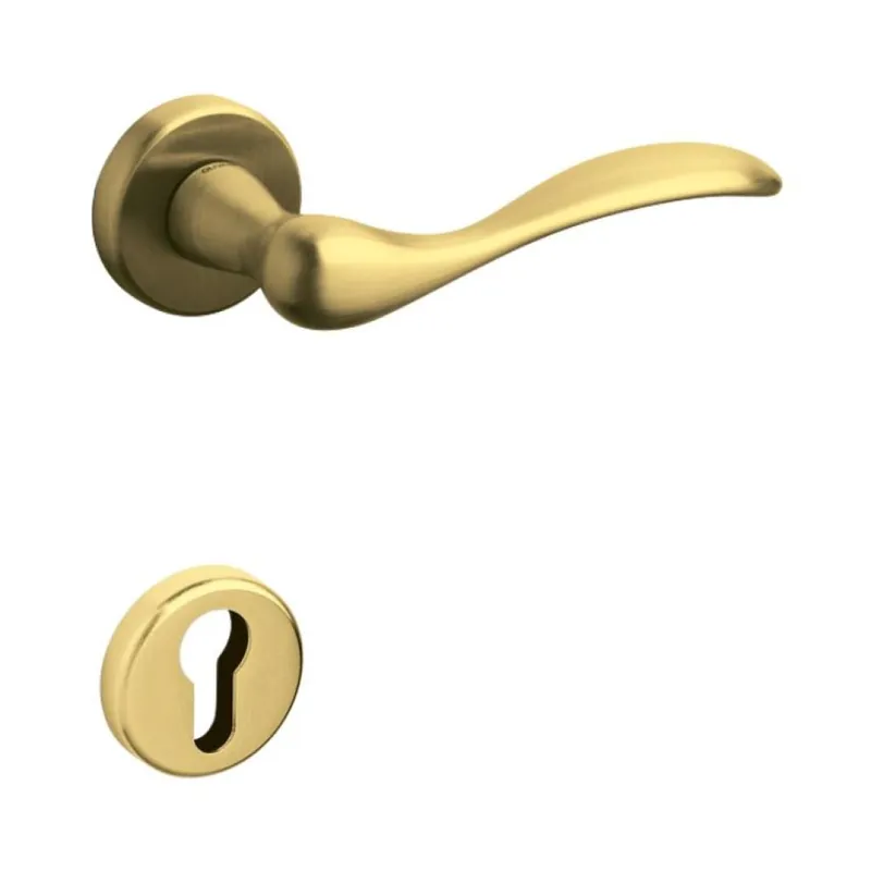 Flitsaanbieding Maniglia per porte Olivari serie Siena, bocchetta foro per cilindro, in Ottone colore SuperOro Satinato