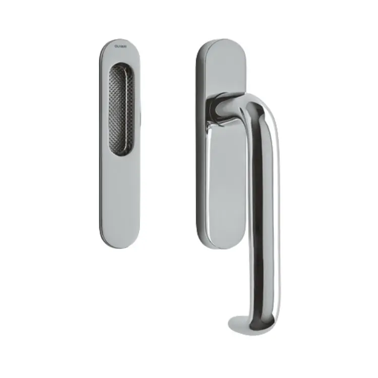 Maniglione Polo Olivari per alzante scorrevole, versione singolo corto e nicchia esterna, spessore porta 68 mm, Ottone finitura Cromo Lucido Nu Kopen