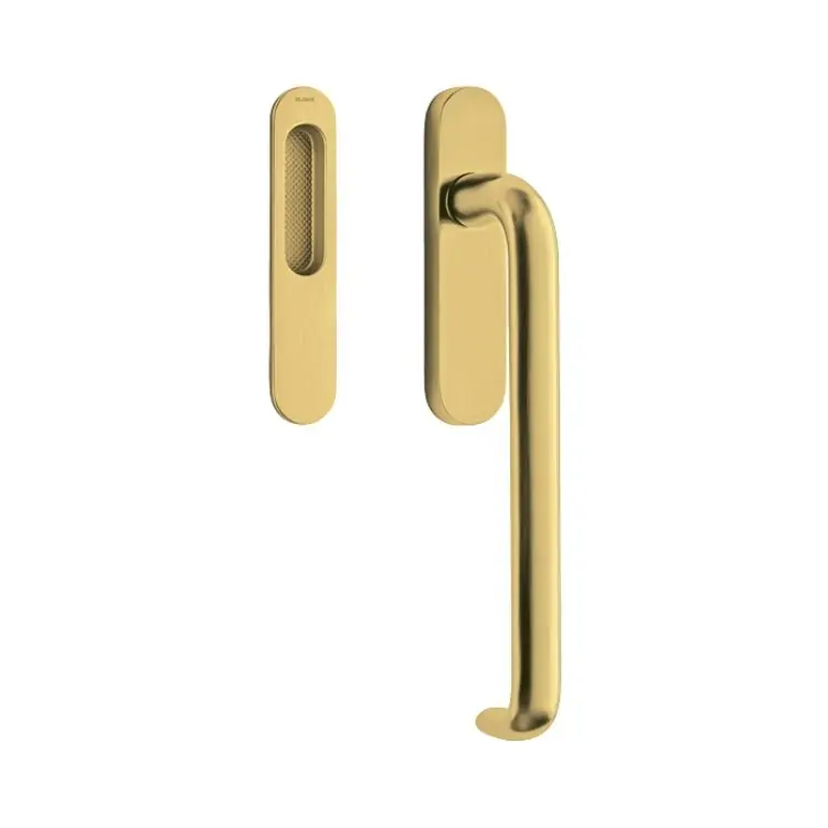 Hoge Kwaliteit Maniglione Polo Olivari per alzante scorrevole, versione singolo e nicchia esterna, spessore porta 68 mm, Ottone finitura SuperOro Satinato