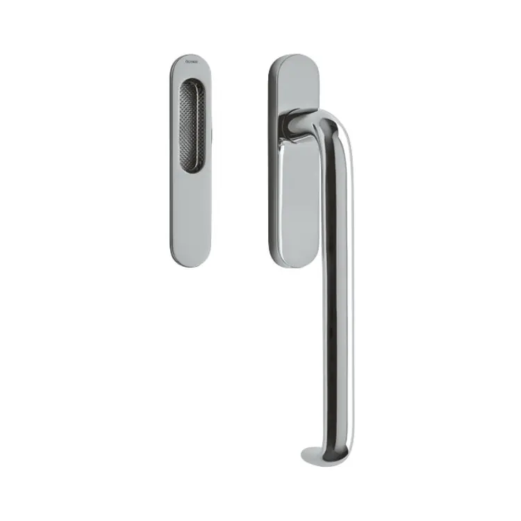 Maniglione Polo Olivari per alzante scorrevole, versione singolo e nicchia esterna, spessore porta 68 mm, Ottone finitura Cromo Lucido Nieuw