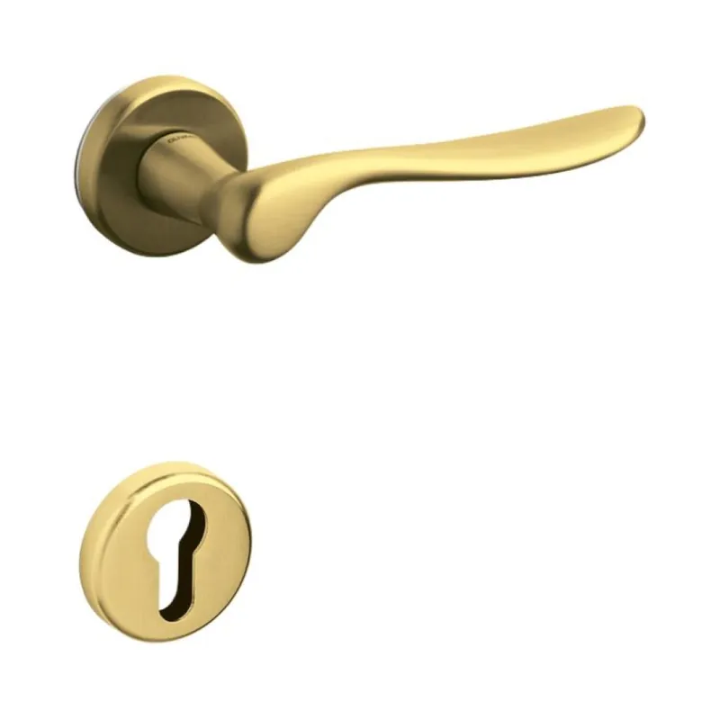 Korting Maniglia per porte Olivari serie Orvieto, bocchetta foro per cilindro, in Ottone colore SuperOro Satinato
