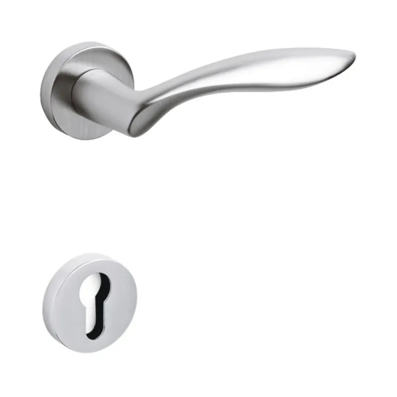 Weekendaanbieding Maniglia Onda Olivari per porta, rosetta e bocchetta tonda 47x10 mm, foro Yale, Ottone finitura Cromo Satinato